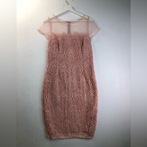 Adrianna Papell Pink Lace Midi Dress